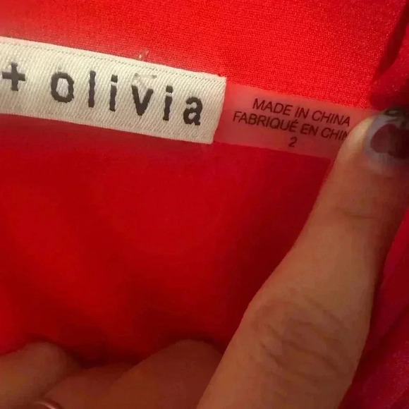 Alice + Olivia Gale Deep V-Neck Sleeveless Wide Leg Red Crepe Jumpsuit Size 2 - Picture 8 of 8